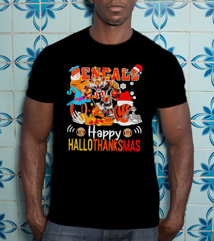 Bengals Mascot Festive Happy Hallothanksmas T-Shirt