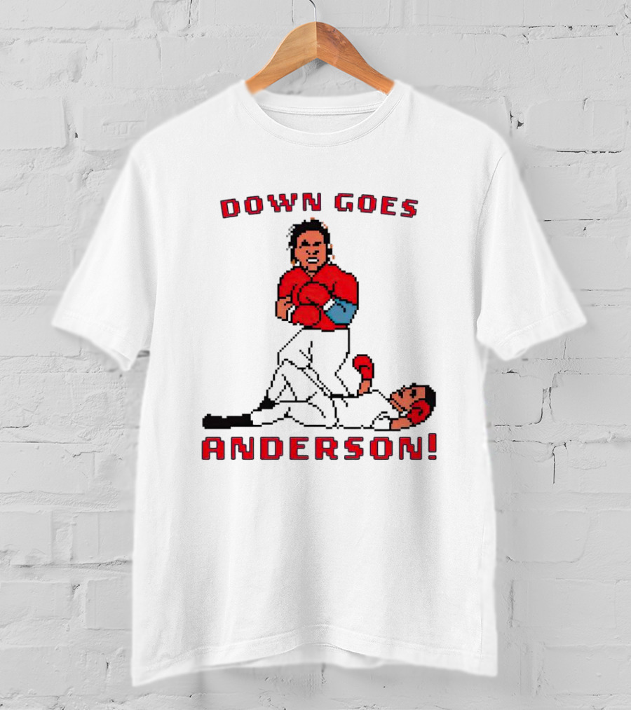 Down Goes Anderson Punch-Out Cleveland Baseball Retro Pixel T-Shirt