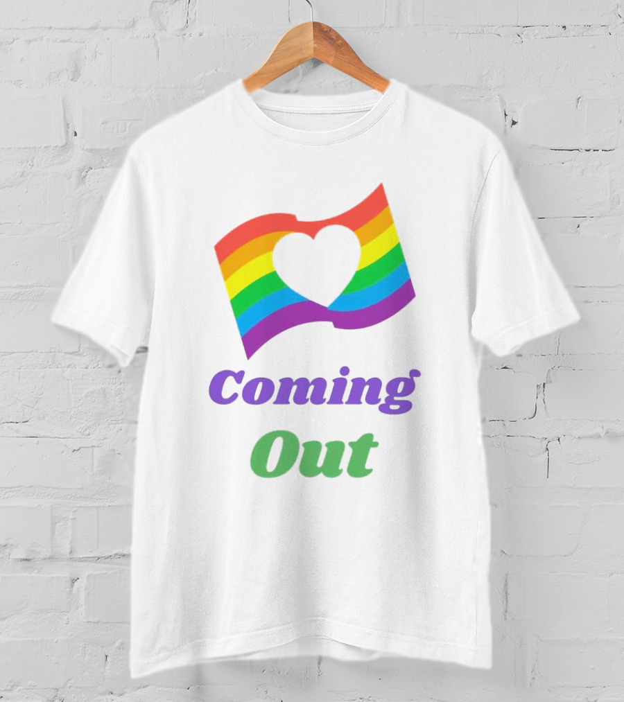 Rainbow Heart Flag Coming Out T-Shirt