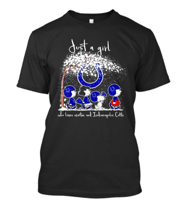 Just A Girl Who Loves Winter And Indianapolis Colts Peanuts Characters T-Shirt