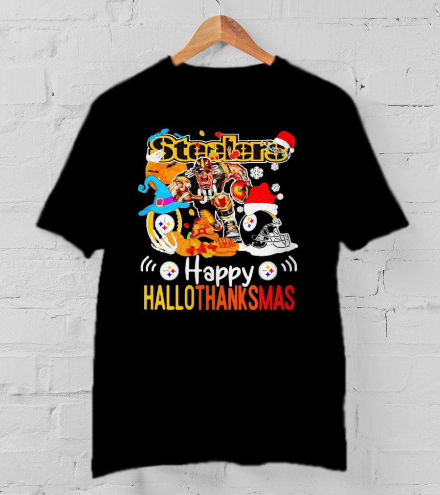 Steelers Happy Hallothanksmas Football Mascot Festive T-Shirt