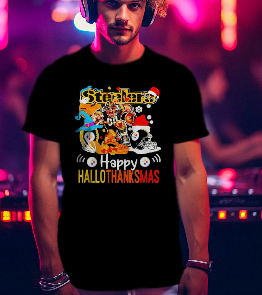 Steelers Happy Hallothanksmas Football Mascot Festive T-Shirt