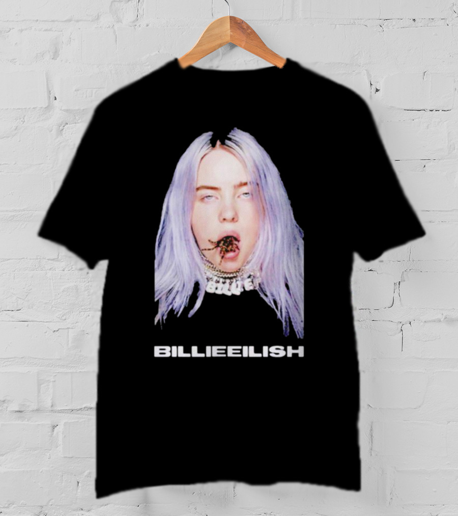Billie Eilish Tarantula Mouth Necklace Vision Silver Hair T-Shirt