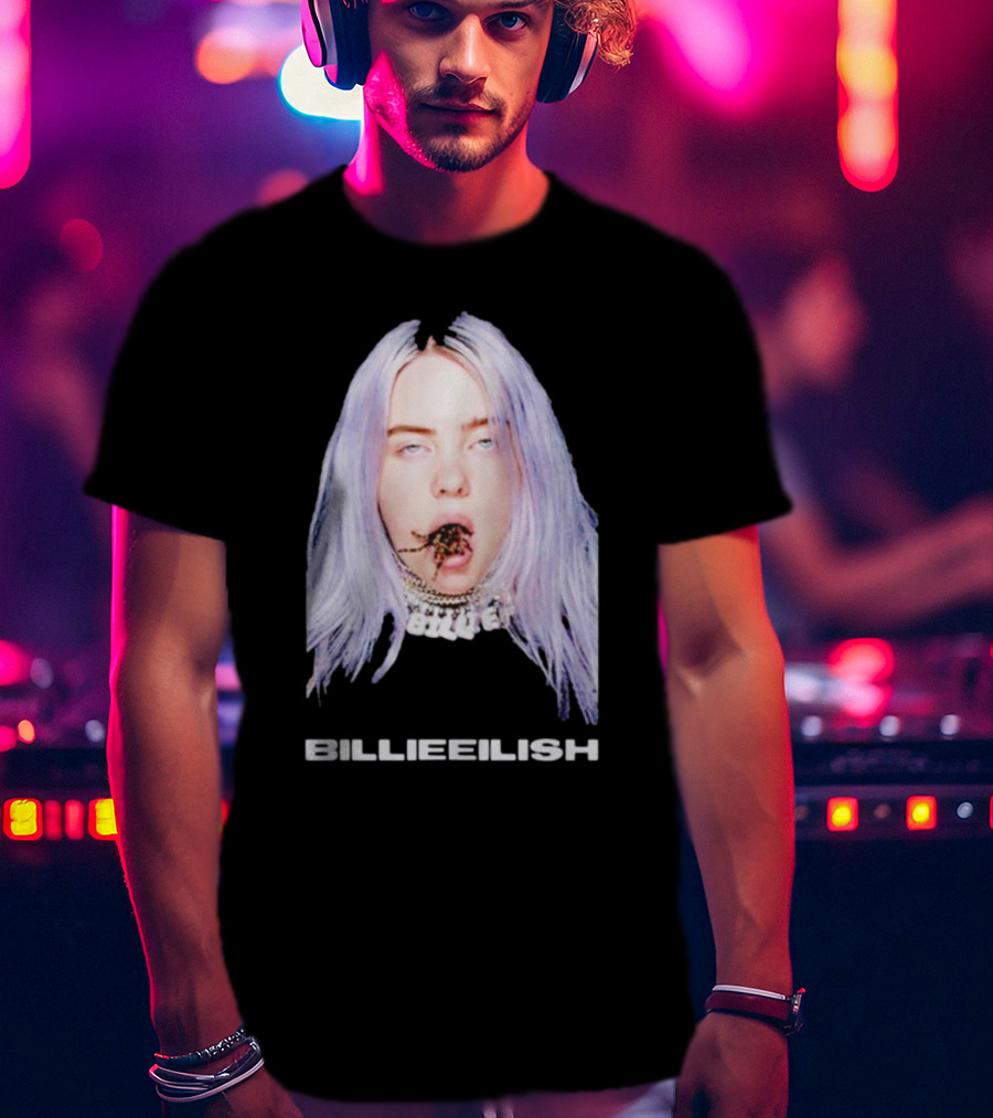 Billie Eilish Tarantula Mouth Necklace Vision Silver Hair T-Shirt