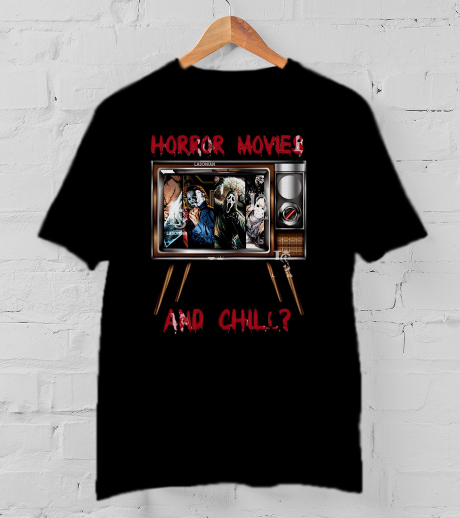 Horror Movies And Chill With Icons On Vintage TV T-Shirt