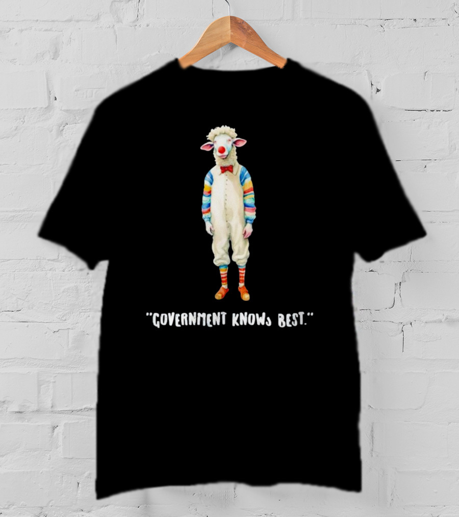 Government Knows Best Sheep In Colorful Striped T-Shirt