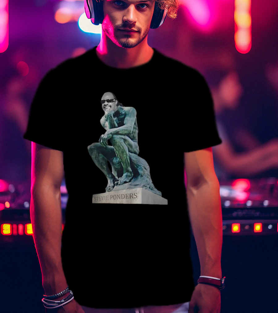 Stevie Ponders Roman Statue Stevie Wonder Pun T-Shirt