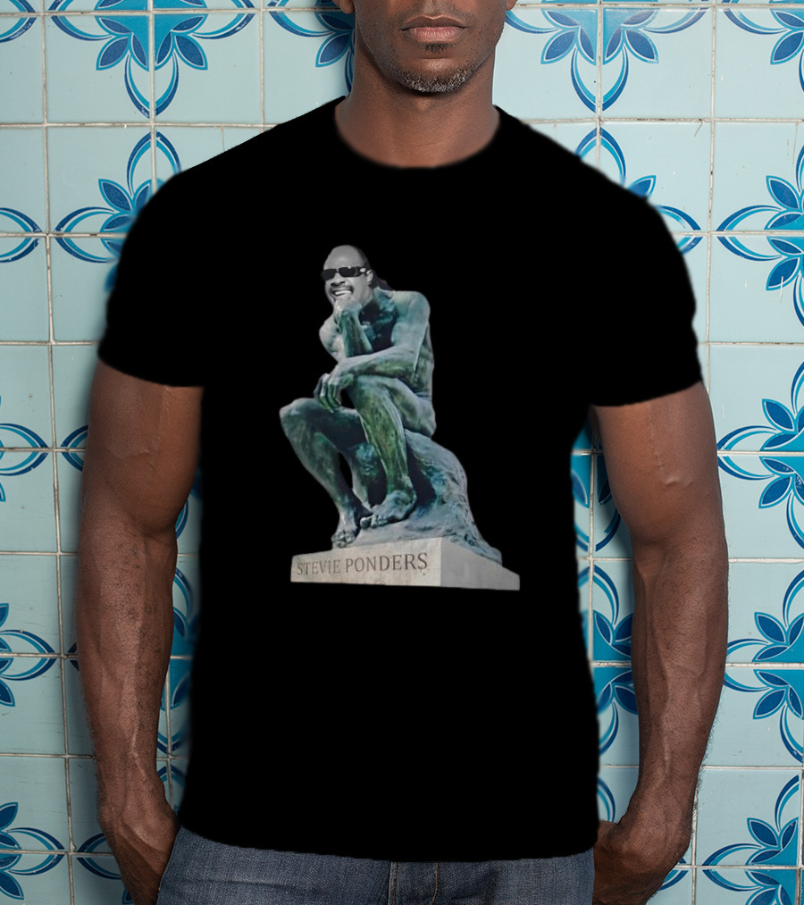 Stevie Ponders Roman Statue Stevie Wonder Pun T-Shirt