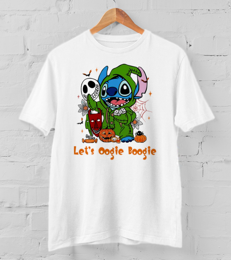 Stitch Let's Oogie Boogie Halloween Pumpkins And Masks T-Shirt