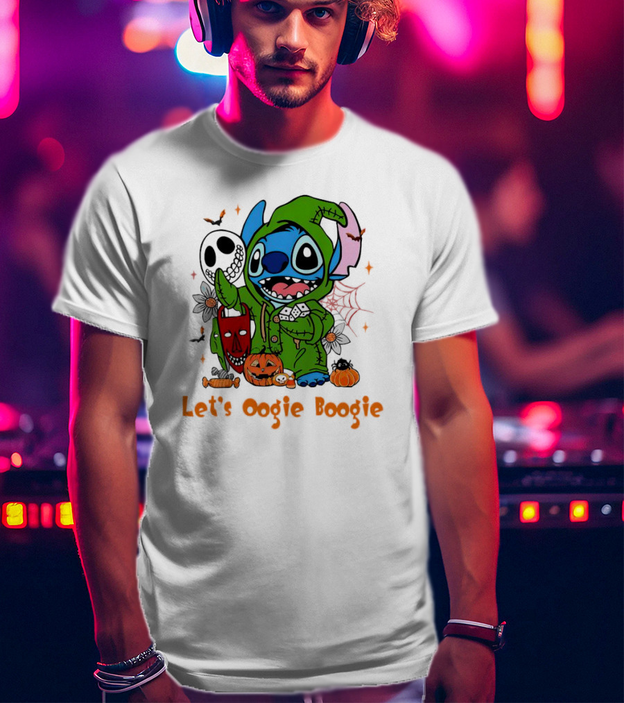 Stitch Let's Oogie Boogie Halloween Pumpkins And Masks T-Shirt