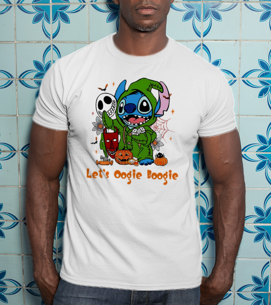 Stitch Let's Oogie Boogie Halloween Pumpkins And Masks T-Shirt
