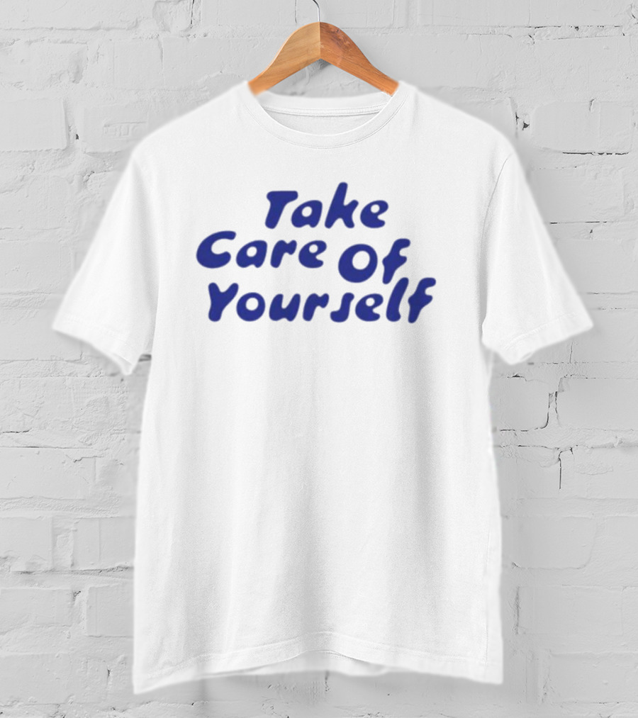 Take Care Of Yourself Retro Blue Text T-Shirt