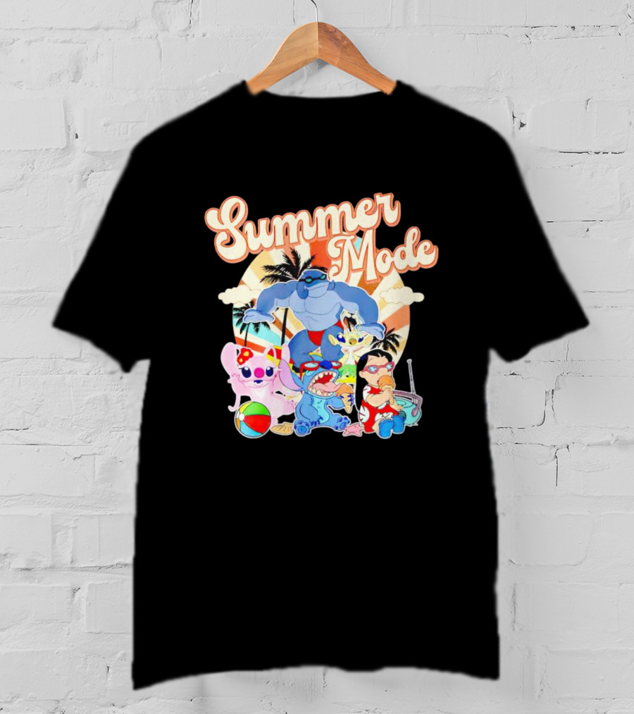 Summer Mode With Lilo And Stitch Characters Tropical Vibes T-Shirt
