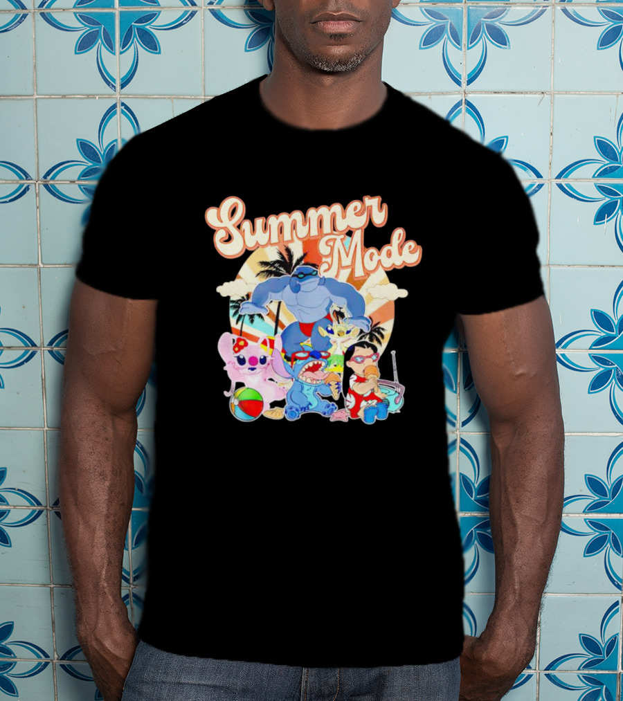 Summer Mode With Lilo And Stitch Characters Tropical Vibes T-Shirt