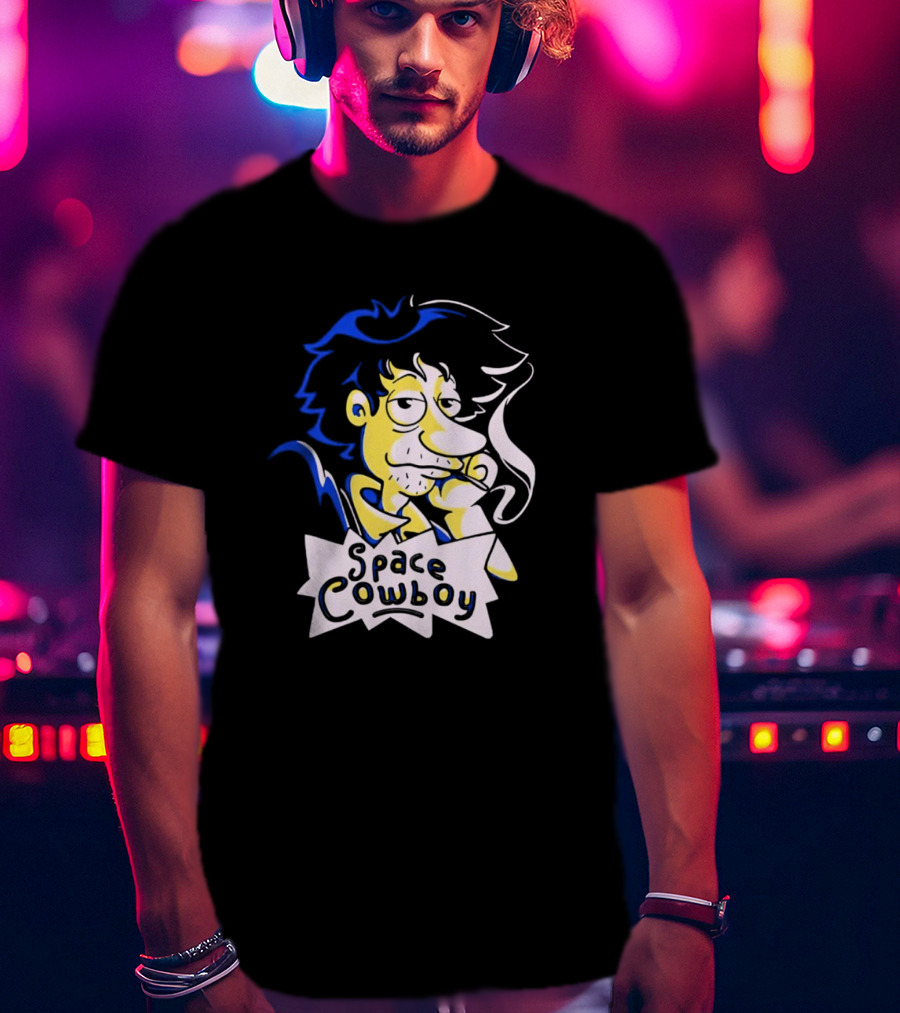Space Cowboy Smoking Cartoon Character T-Shirt