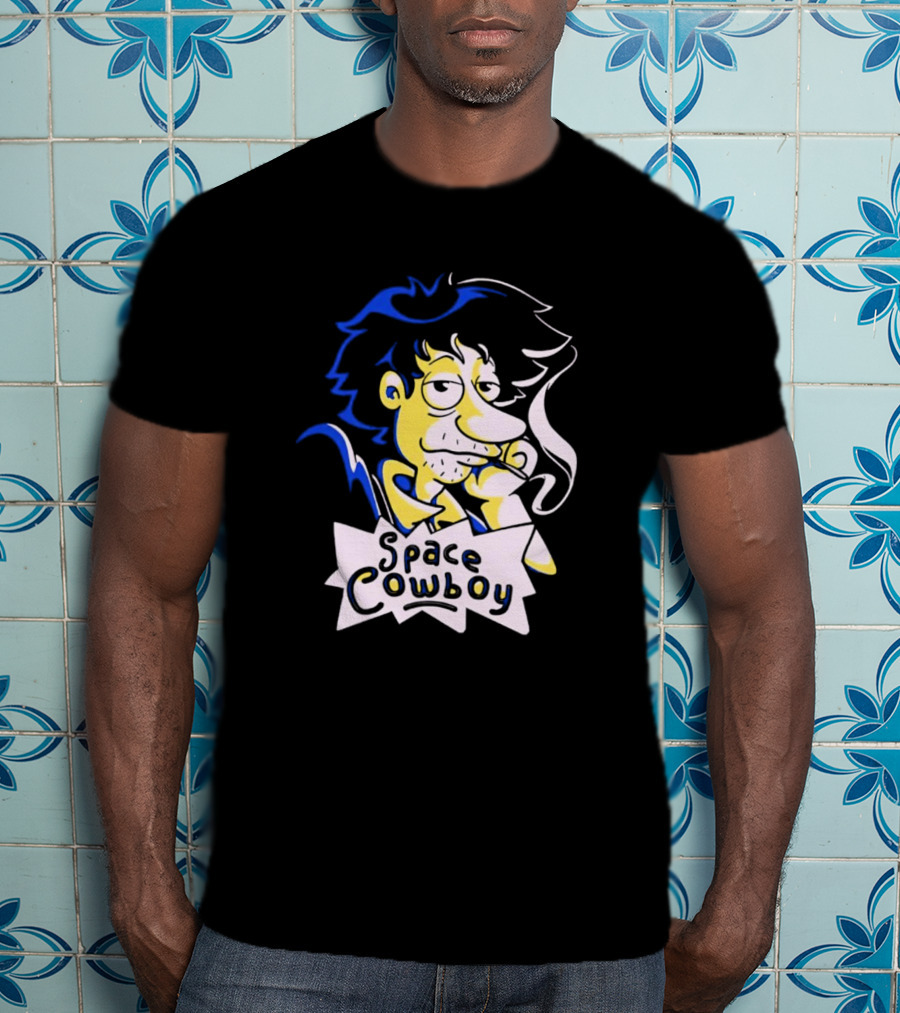 Space Cowboy Smoking Cartoon Character T-Shirt