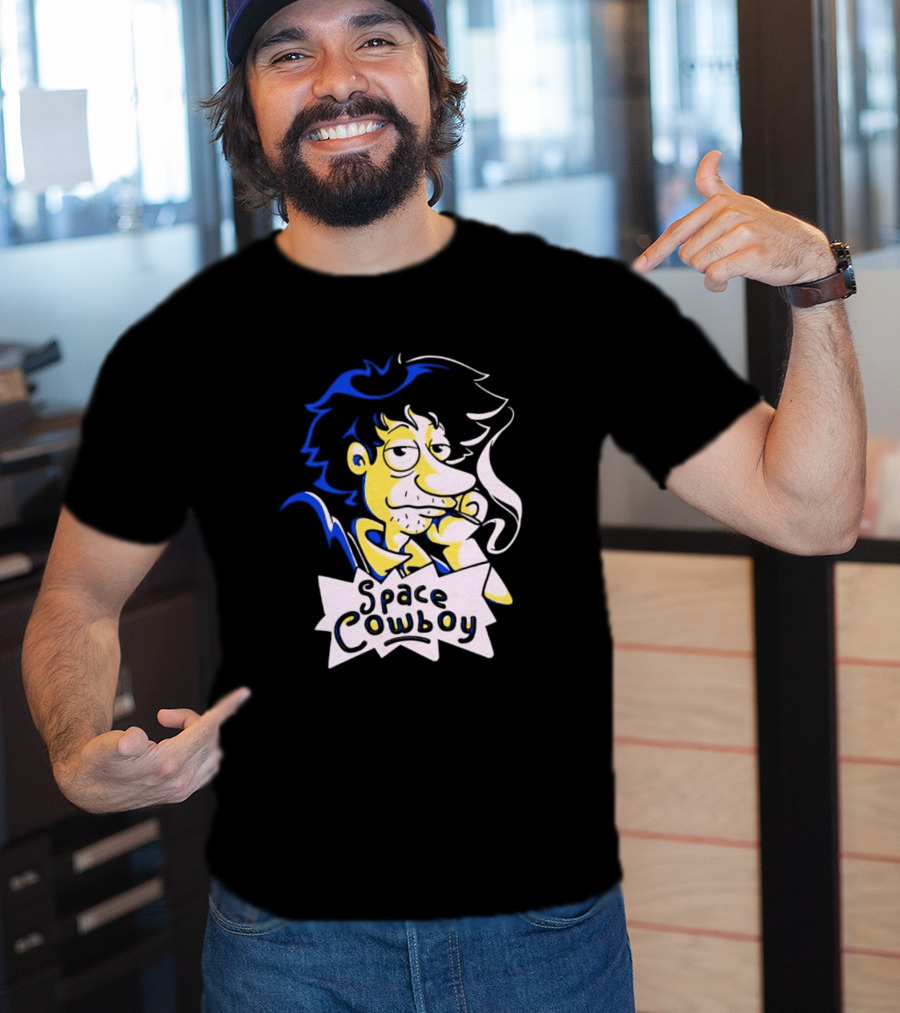 Space Cowboy Smoking Cartoon Character T-Shirt
