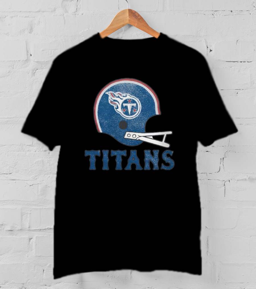 Tennessee Titans Helmet Logo Bold Titans Text T-Shirt