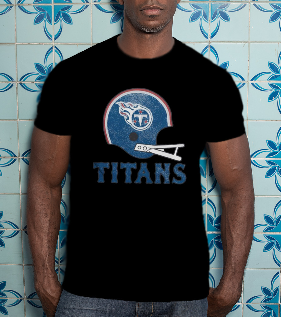 Tennessee Titans Helmet Logo Bold Titans Text T-Shirt