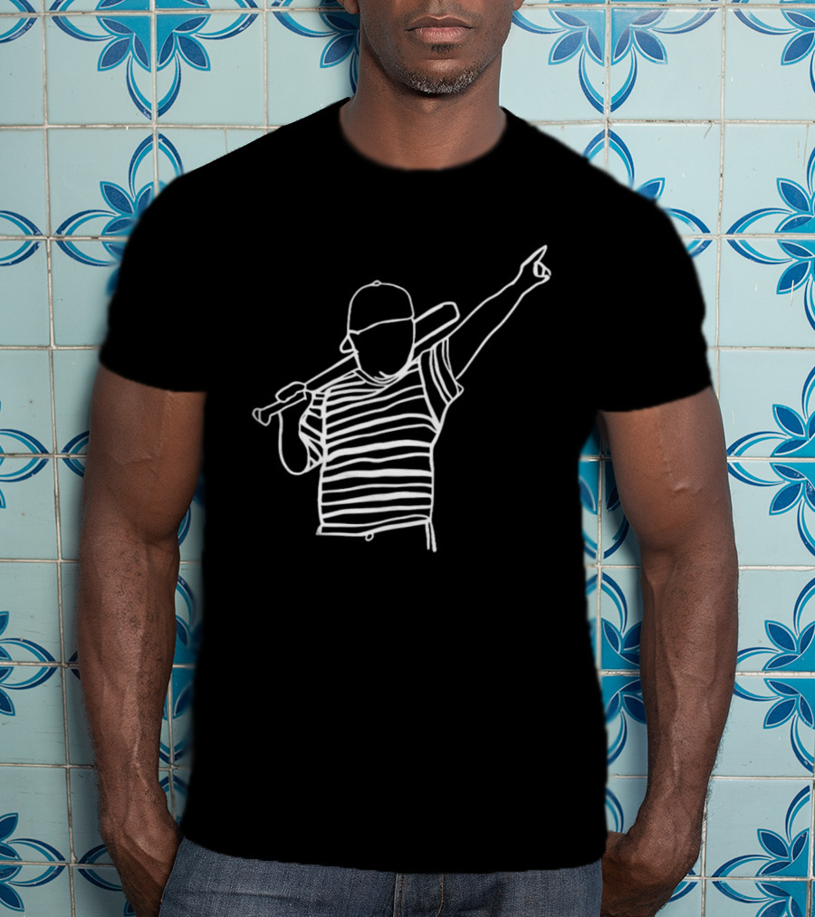 Baseball Player Stripe Pose Drawing T-Shirt