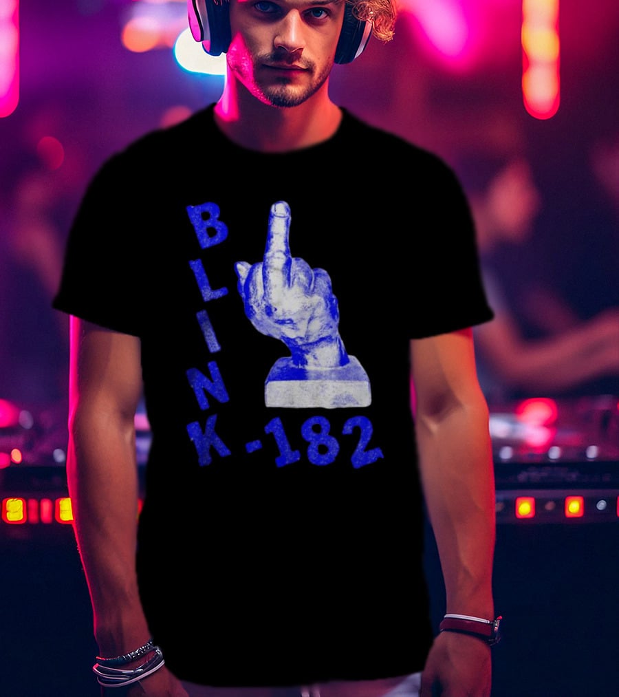 BLINK 182 Middle Finger Statue Gesture T-Shirt