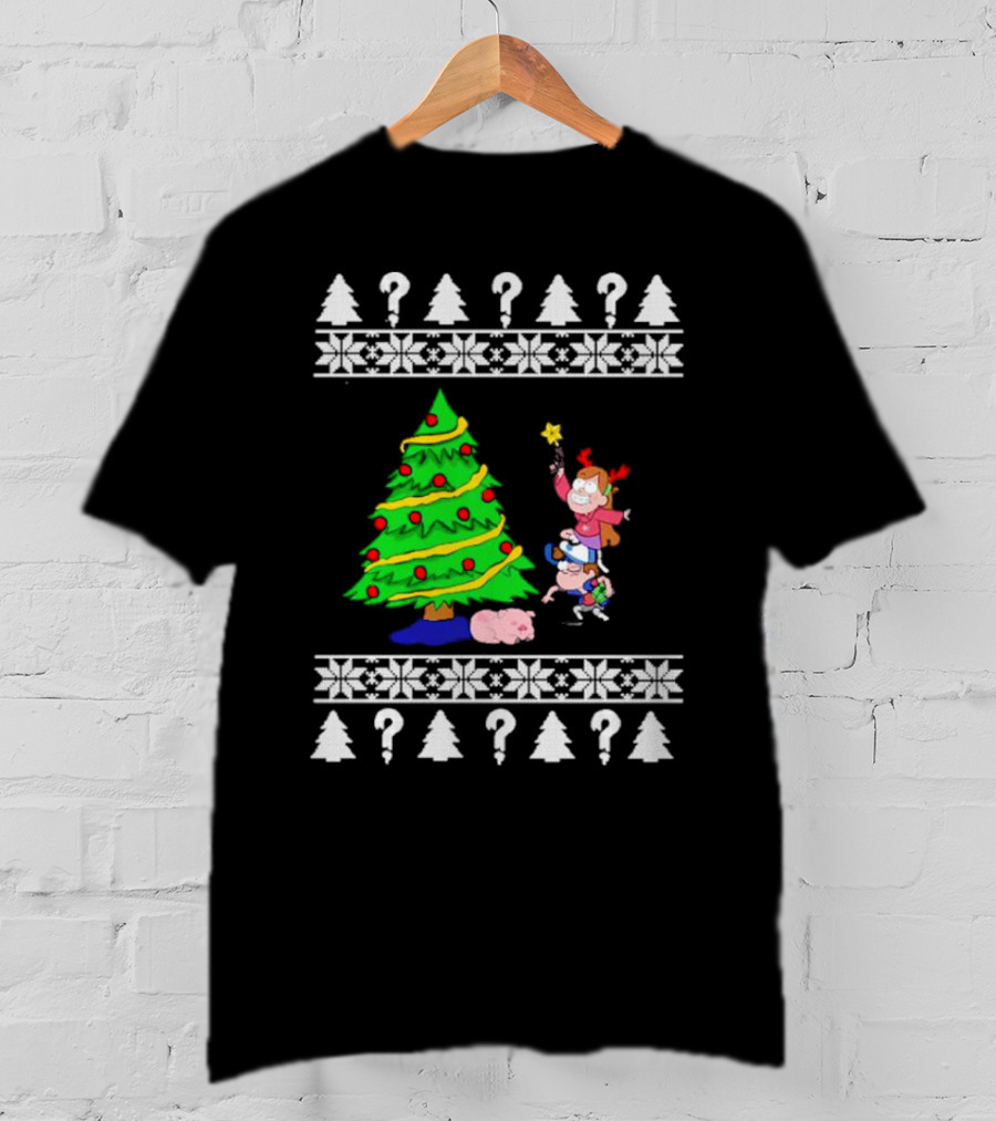 Gravity Falls Christmas Tree With Mabel And Waddles In Festive T-Shirt