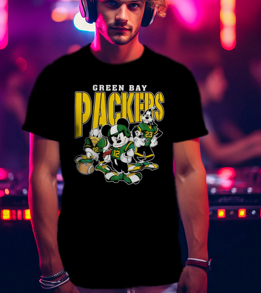 Green Bay Packers Mickey Mouse Donald Duck Goofy Football Players T-Shirt