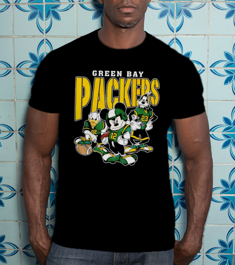 Green Bay Packers Mickey Mouse Donald Duck Goofy Football Players T-Shirt