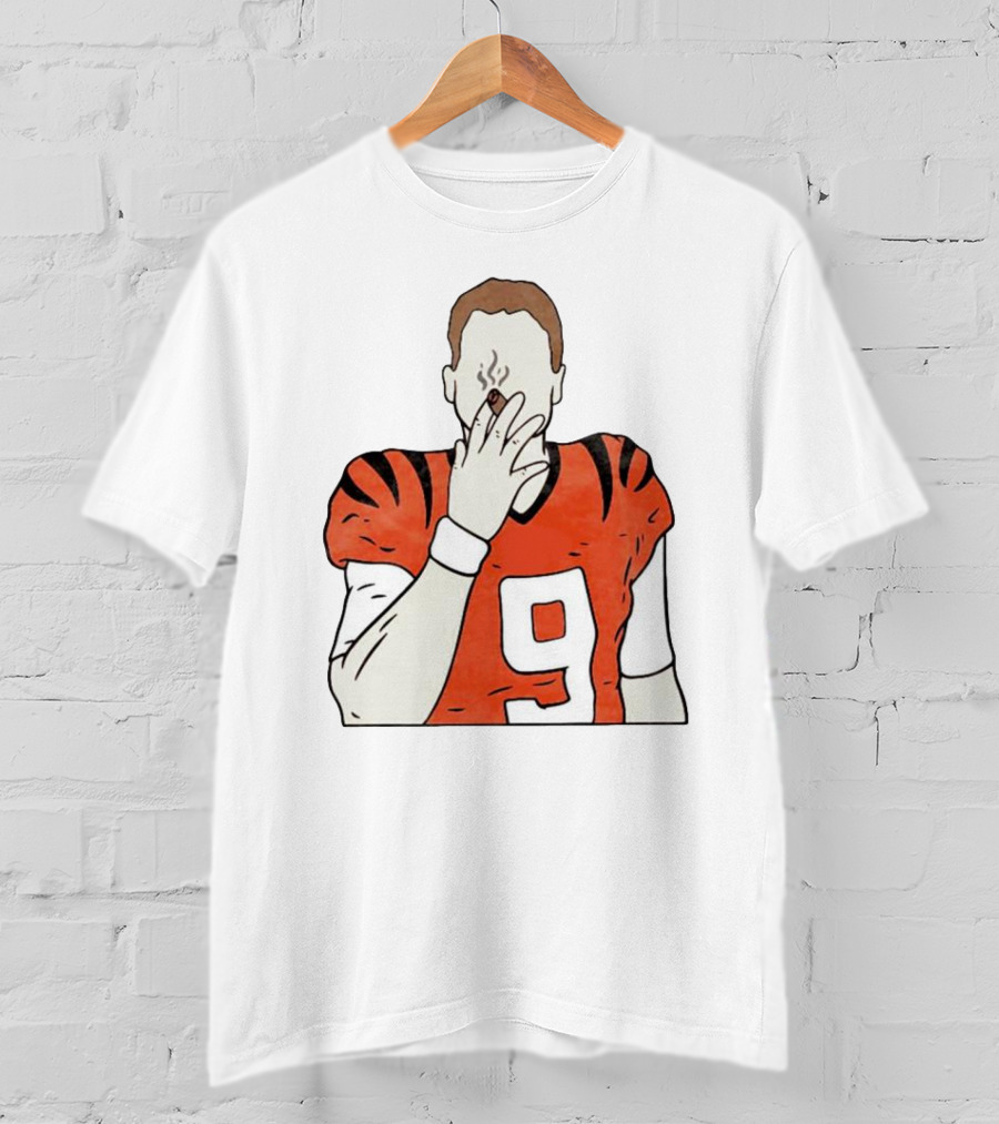 Joe Burrow Smokes Cigar Cincinnati Bengals Number 9 Jersey T-Shirt