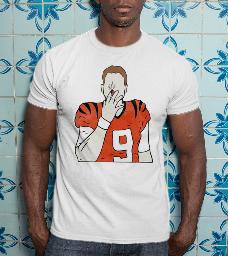 Joe Burrow Smokes Cigar Cincinnati Bengals Number 9 Jersey T-Shirt