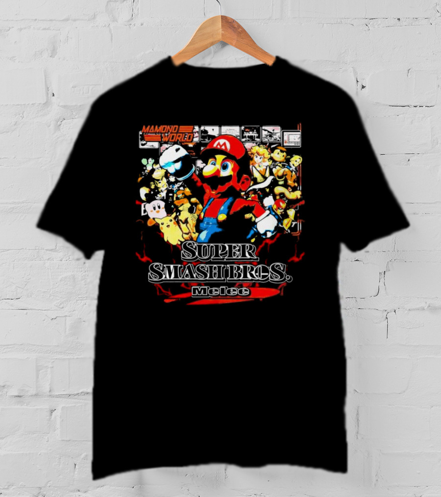 Mamoni World Mario X Cartoon Characters Super Smash Bros Melee T-Shirt
