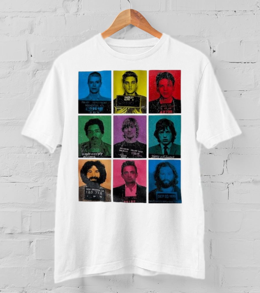 Police Department Mugshots Vintage Music Icons T-Shirt