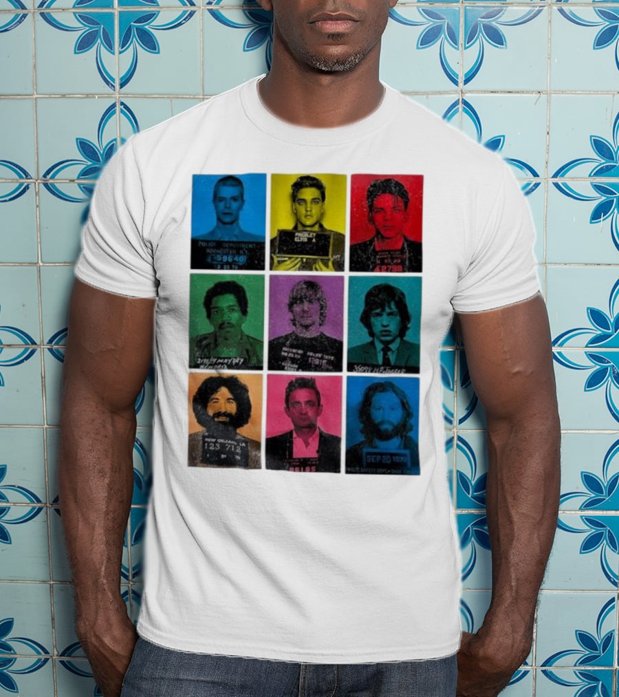 Police Department Mugshots Vintage Music Icons T-Shirt