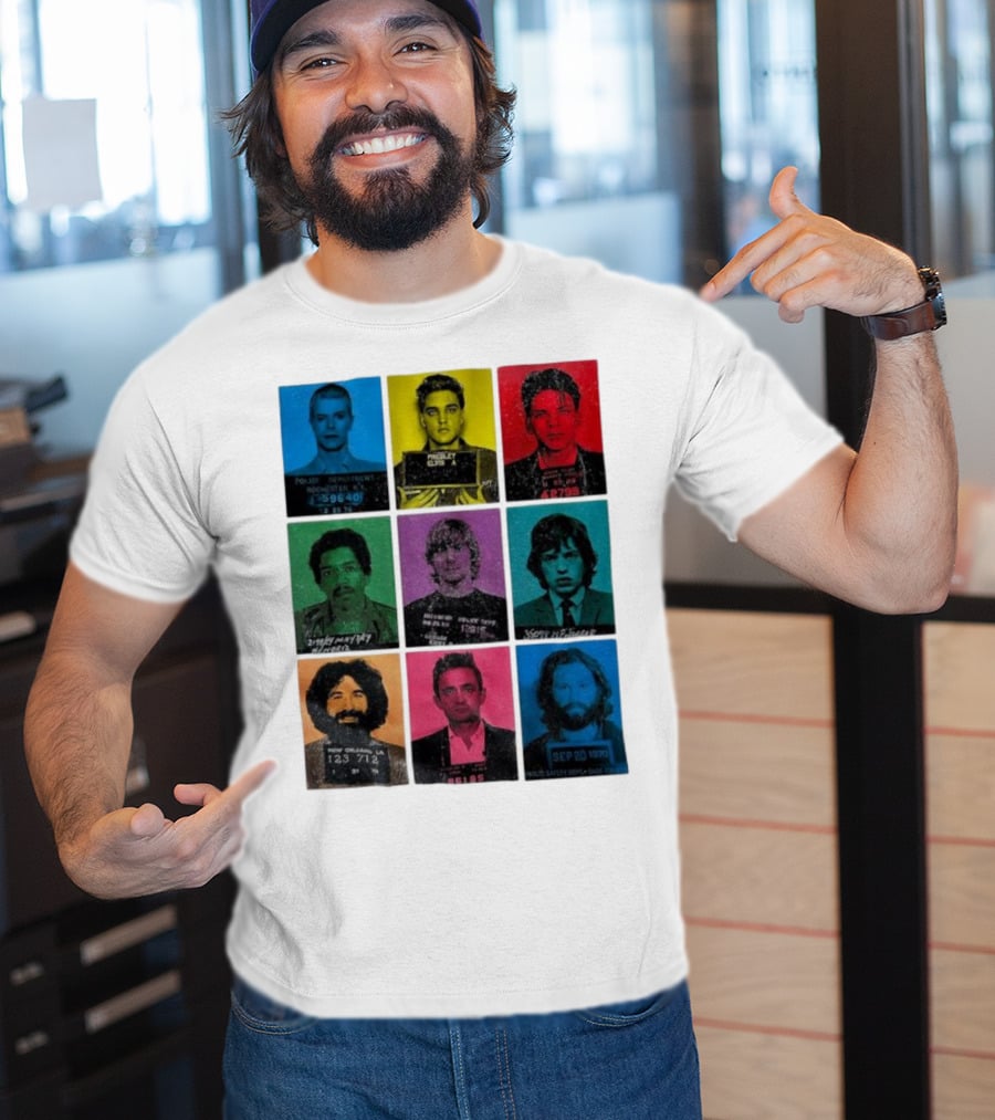 Police Department Mugshots Vintage Music Icons T-Shirt