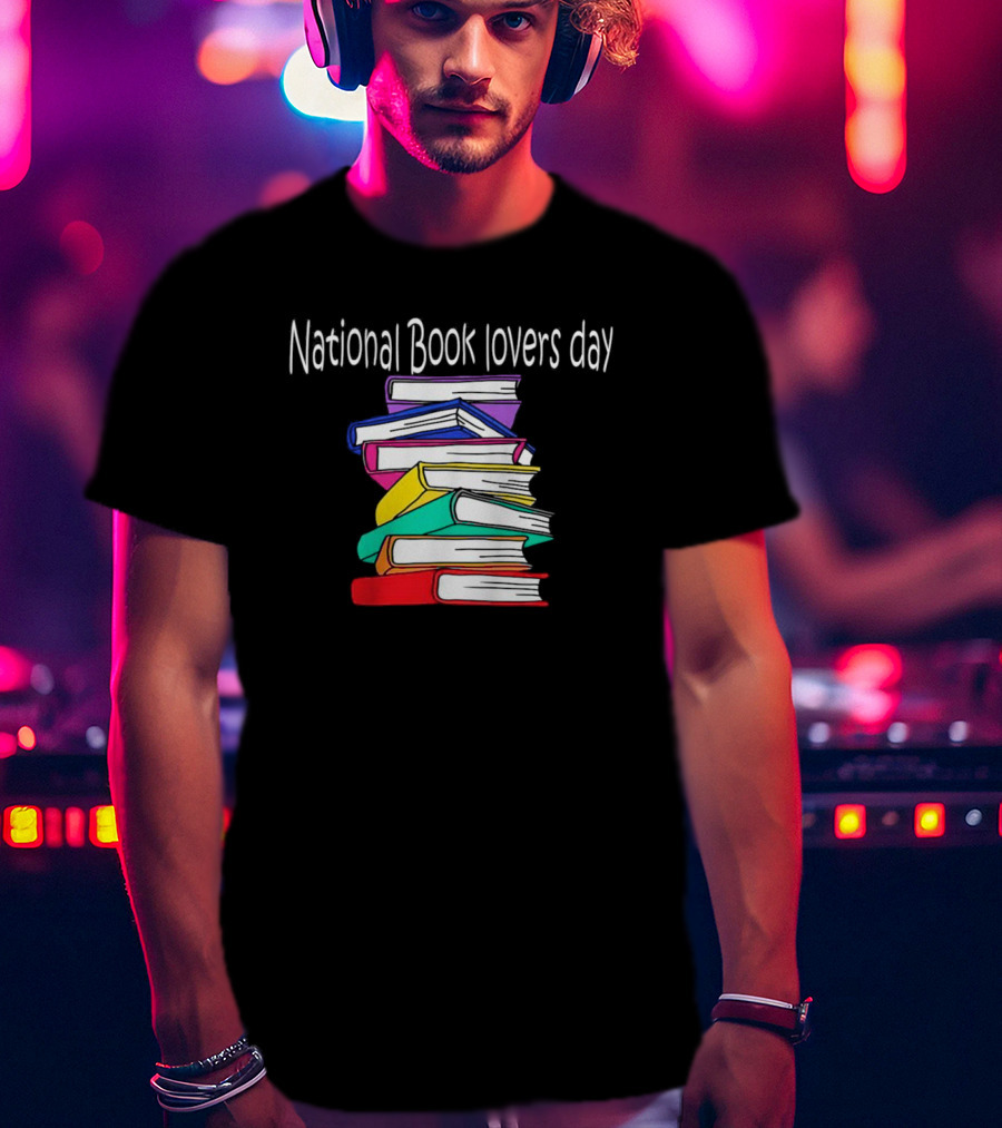National Book Lovers Day Colorful Stack Of Books T-Shirt