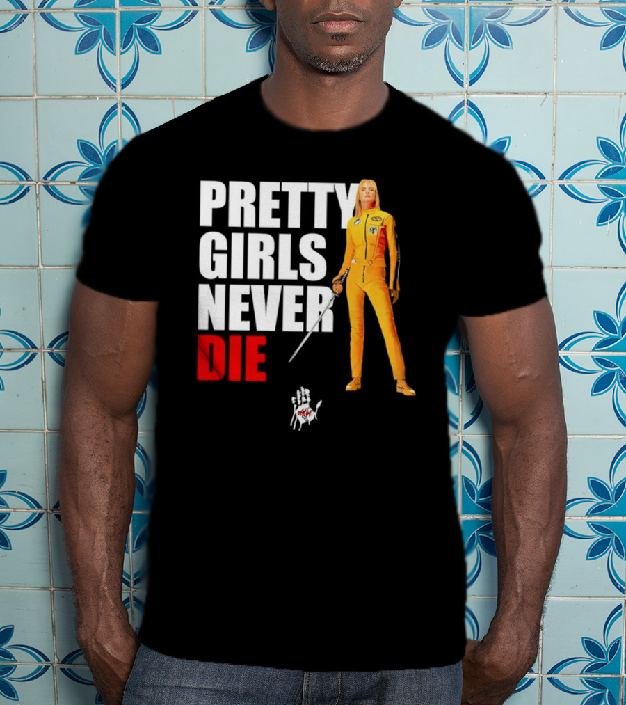 Pretty Girls Never Die Uma Yellow Jumpsuit Sword T-Shirt