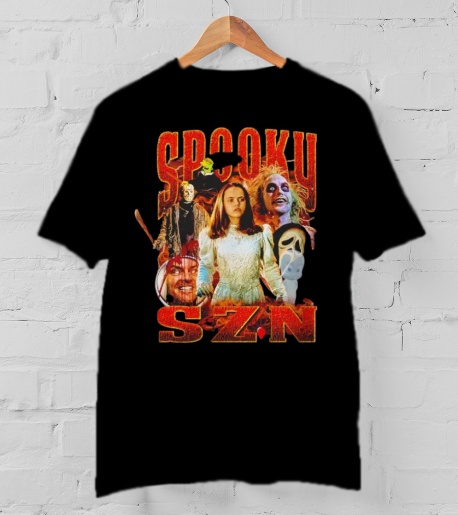 Spooky Szn Halloween Horror Characters Collage T-Shirt