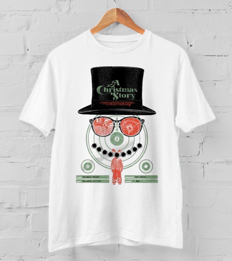 A Christmas Story Ralphie Parker Shooting Range With Top Hat And Glasses T-Shirt
