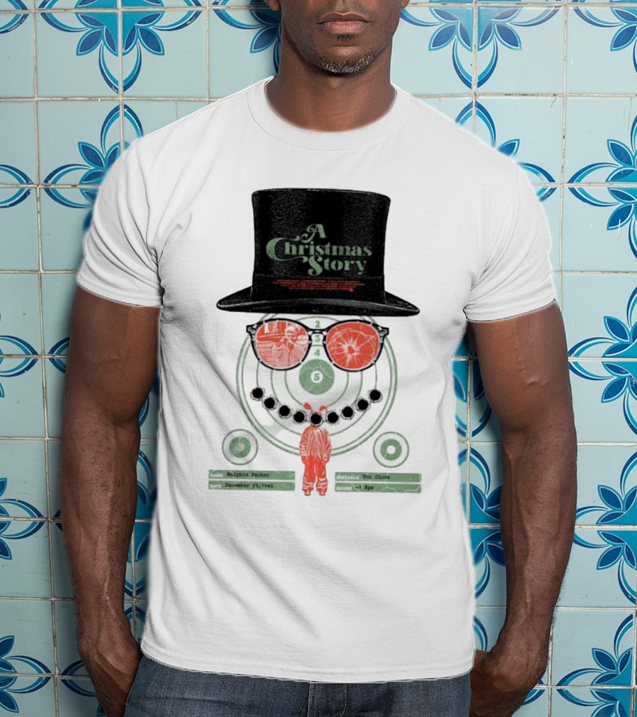 A Christmas Story Ralphie Parker Shooting Range With Top Hat And Glasses T-Shirt