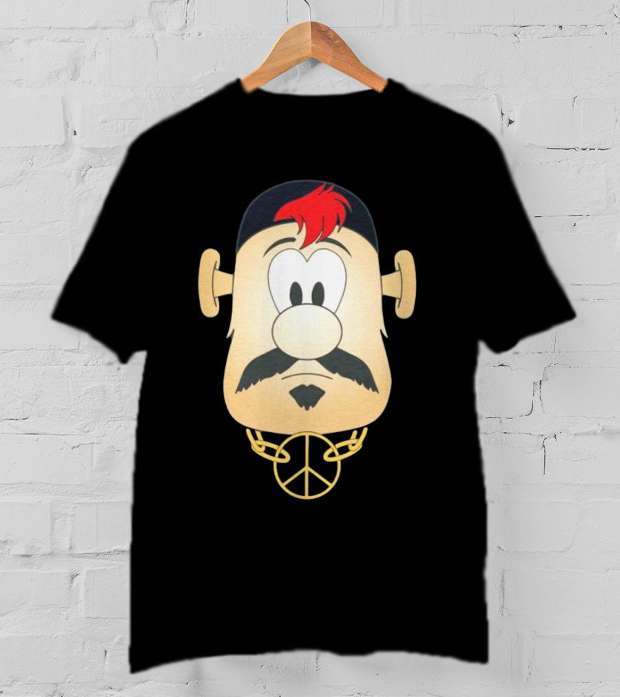 Blooper Strider Cartoon Face With Peace Necklace T-Shirt