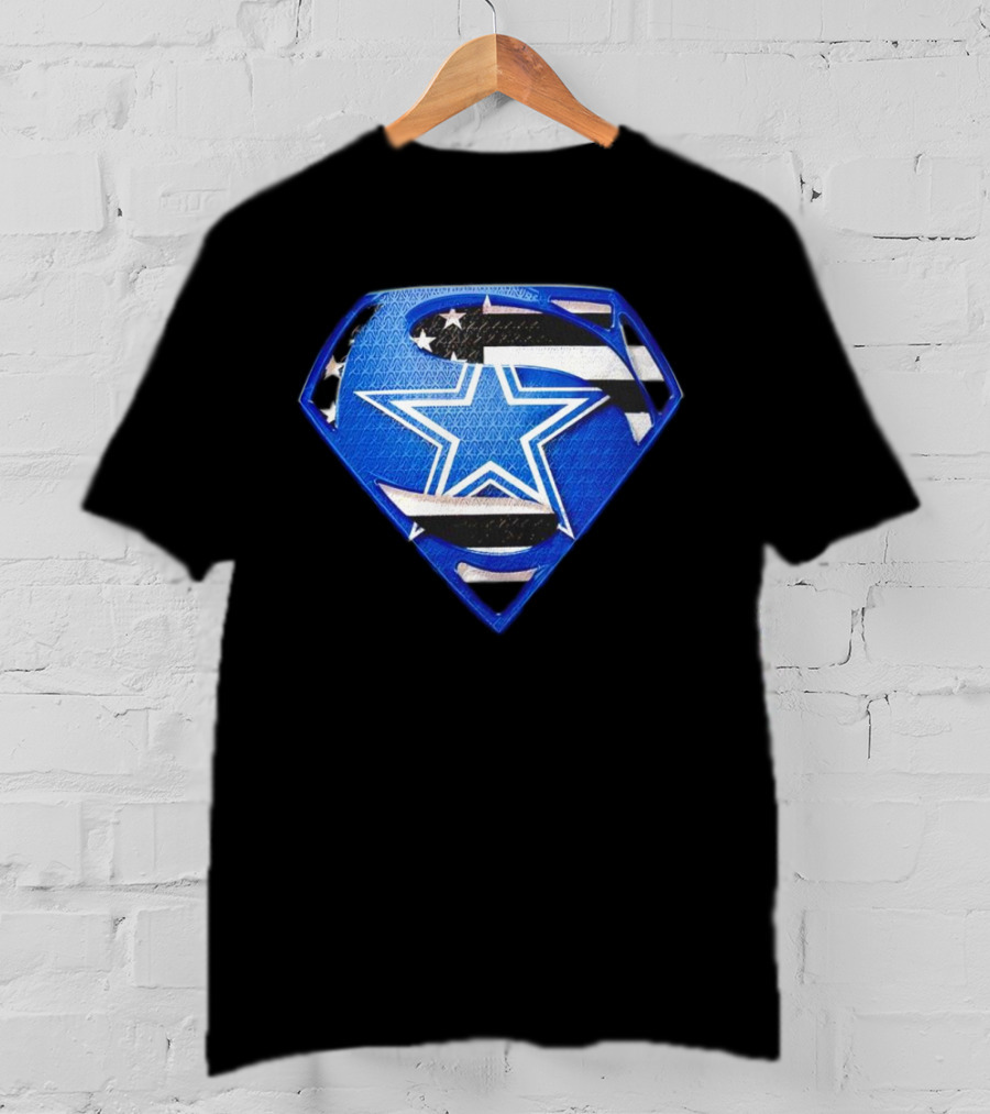Dallas Cowboys Superman Icon With American Flag Elements T-Shirt