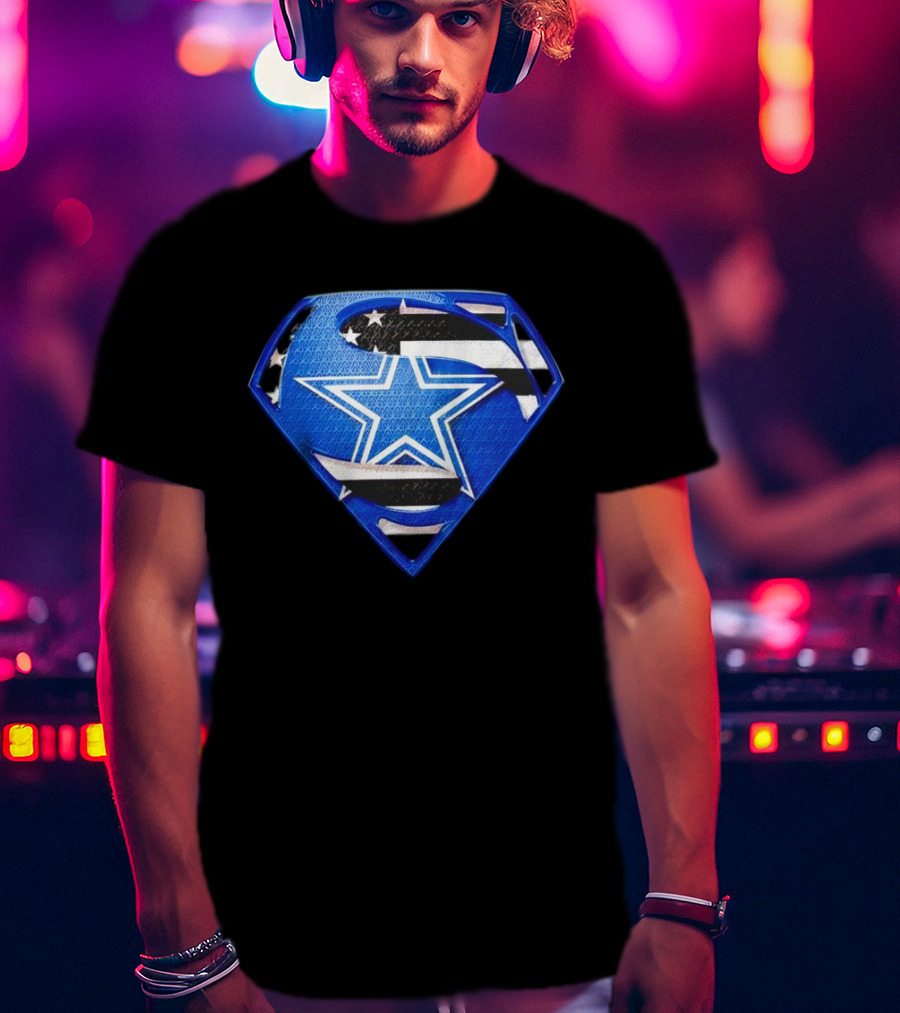 Dallas Cowboys Superman Icon With American Flag Elements T-Shirt