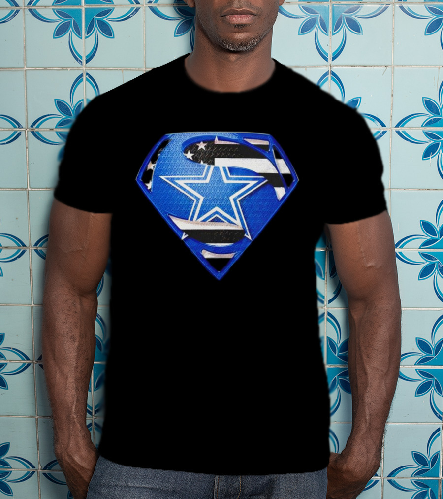 Dallas Cowboys Superman Icon With American Flag Elements T-Shirt