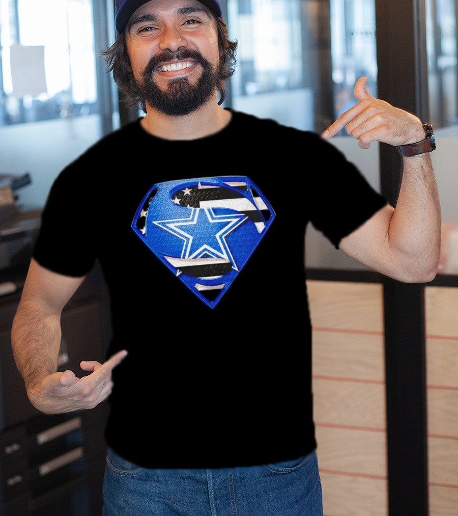 Dallas Cowboys Superman Icon With American Flag Elements T-Shirt