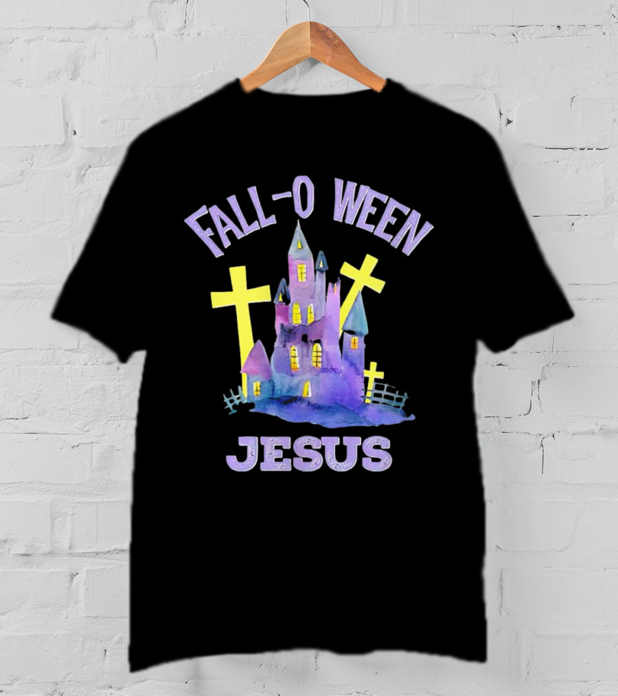 Falloween Jesus Haunted Castle With Crosses T-Shirt