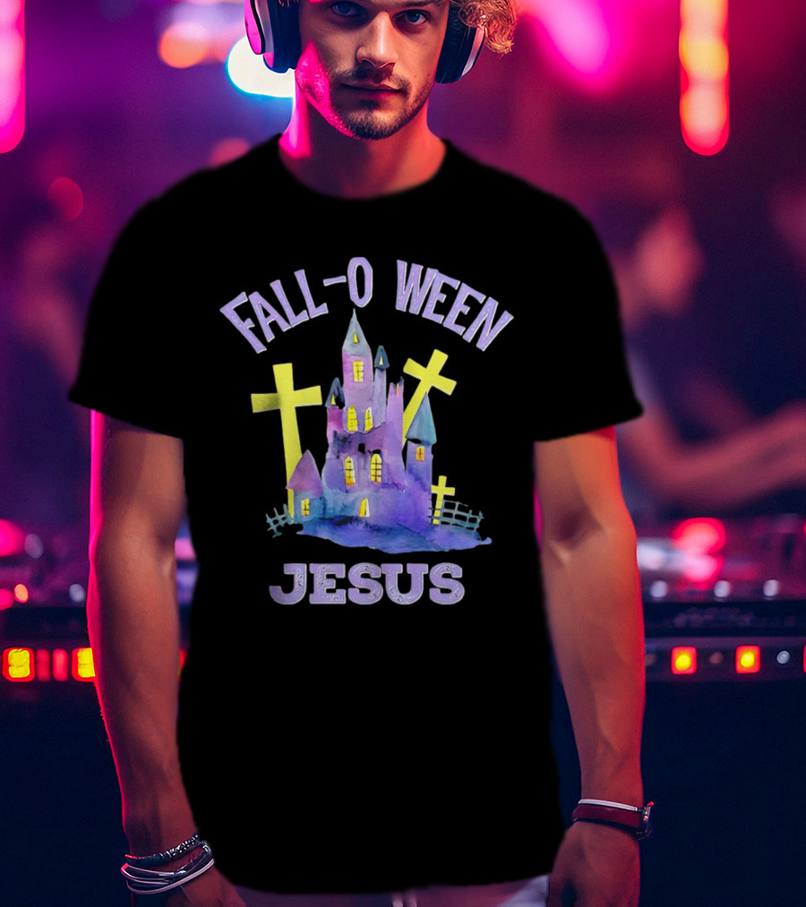 Falloween Jesus Haunted Castle With Crosses T-Shirt
