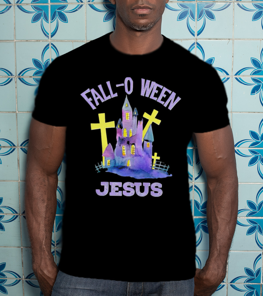 Falloween Jesus Haunted Castle With Crosses T-Shirt