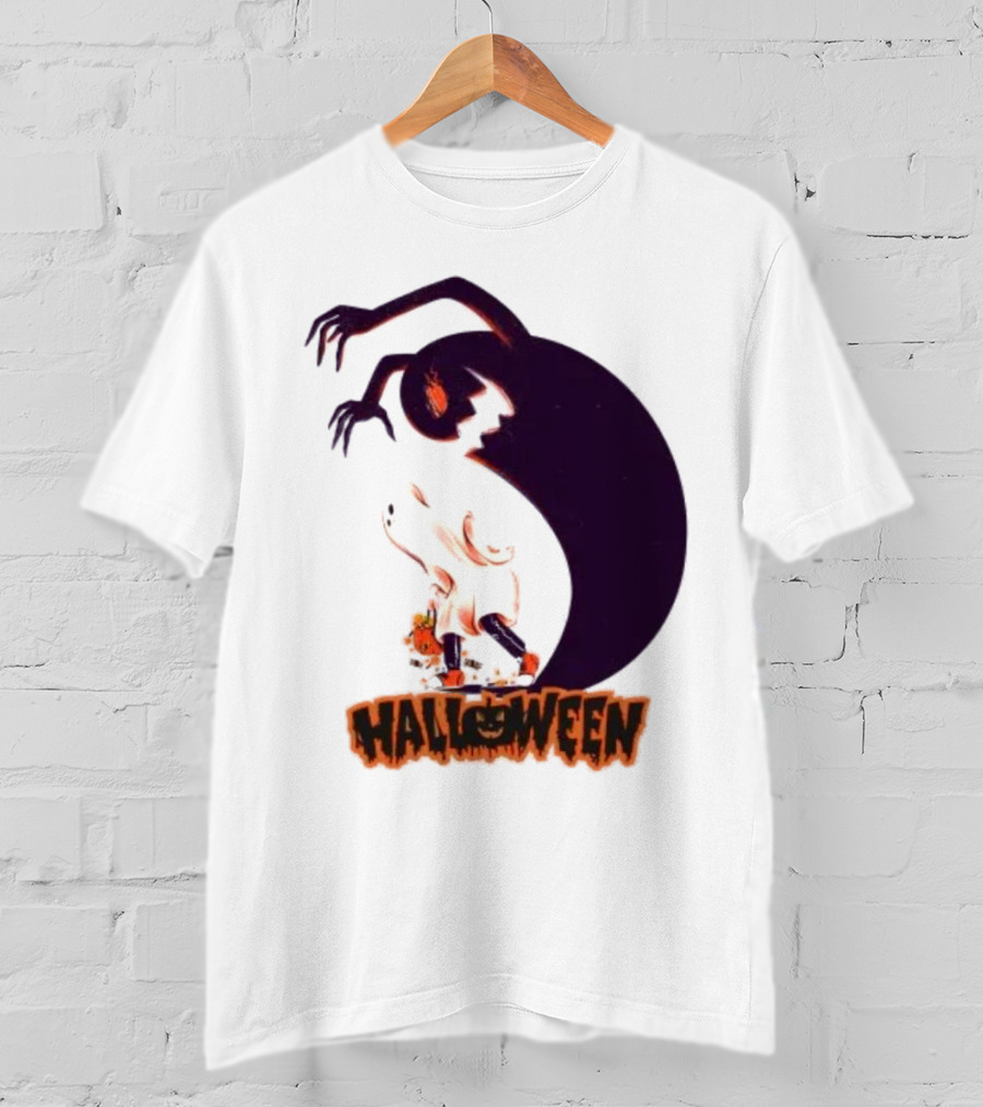 Happy Halloween Spooky Shadow Ghost With Pumpkin T-Shirt