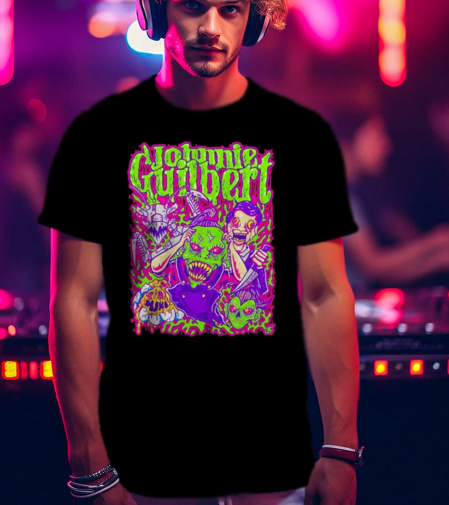 Johnnie Guilbert Haunted Ghouls Monster Faces T-Shirt
