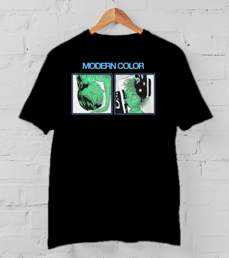 MODERN COLOR FORTRESS Anime Abstract Green Portraits T-Shirt
